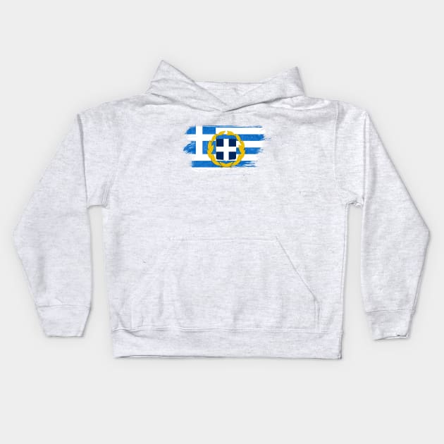 Greece flag - grunge brick stone Kids Hoodie by GreekTavern